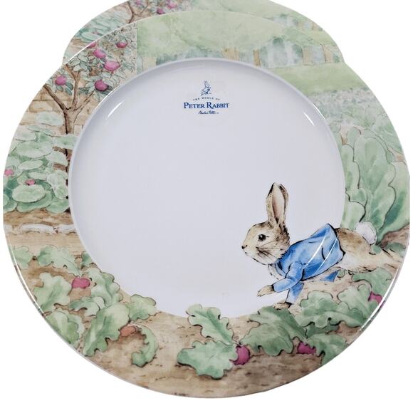 BEATRIX POTTER PETER RABBIT SET OF 2 EASTER GREEN DINNER PLATES 10 1/2" NEW - Picture 5 of 7